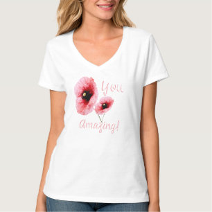 Camiseta Mujeres Florales Rojas Increíbles