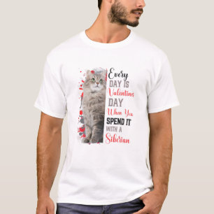 Camiseta Mujeres Fluffy Cat Mom Día de San Valentín Cat M