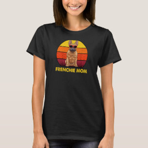 Camiseta Mujeres Frenchie Mom Retro Sunset Gafas de sol