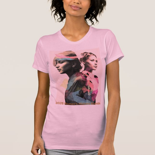 Camiseta Mujeres fuertes en un mundo con un rosa (Anverso)