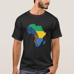 Camiseta Mujeres Gabón Bandera Gabonesa África Mapa étni