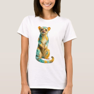 Camiseta Mujeres Galago Tropicales Manchadas de Verde y Ámb