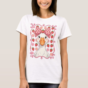 Camiseta Mujeres Ganso de Fresa Verano Lazo