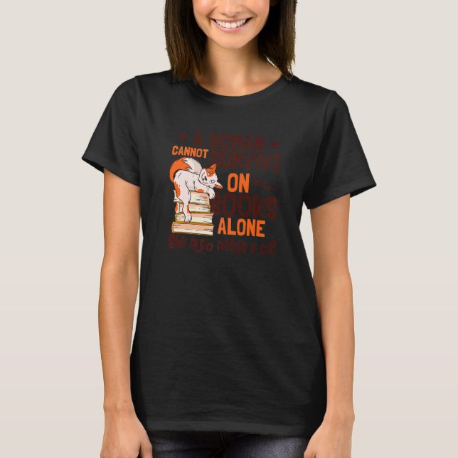 Camiseta Mujeres Gato Libro Leyendo (Anverso)