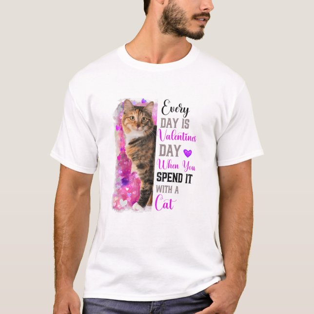 Camiseta Mujeres Gato Negro Mamá Día de San Valentín Gato M (Anverso)