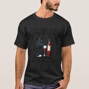 Camiseta Mujeres Gatos Y Vino Me Hacen Feliz Los Humanos Me