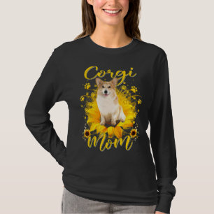 Camiseta Mujeres girasoles Corgi mamá perro día de la madre