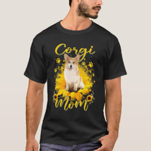Camiseta Mujeres girasoles Corgi mamá perro día de la madre