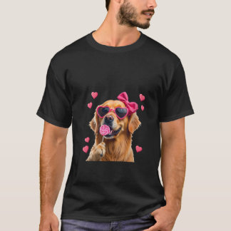 Camiseta Mujeres Golden Retriever Bubble Gum Coquette Bow C