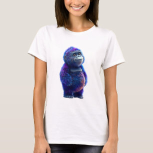 Camiseta Mujeres Gorila de la Galaxia Morado y Azul Iridesc
