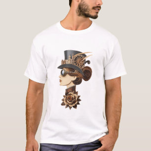 Camiseta Mujeres gorras de Steampunk enfrentan el arte mode