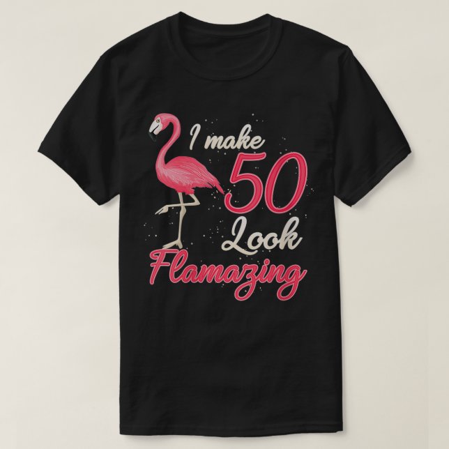 Camiseta Mujeres graciosas de 50 años regalan flamenco 50 (Diseño del anverso)