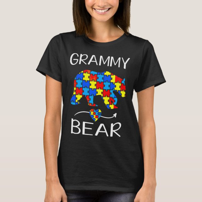 Camiseta Mujeres Grammy Osos Autismo Conciencia Amor Apoyo  (Anverso)