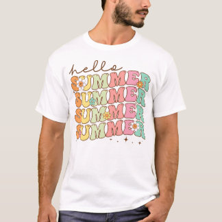 Camiseta Mujeres Groovy Summer Hombres Niños Saludos Vacaci