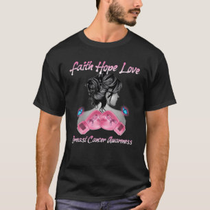 Camiseta Mujeres Guantes Boxeo Fe Esperanza Amor Cáncer de