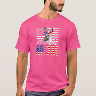 Camiseta Mujeres Guay Boston Terrier Mamá Usa Bandera Patri