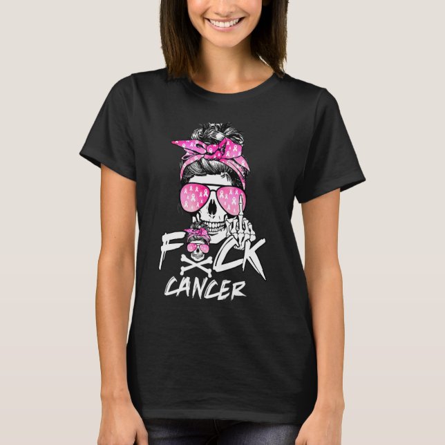 Camiseta Mujeres guerreras del cáncer de mama Fck Riña Rosa (Anverso)