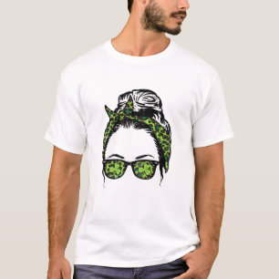 Camiseta Mujeres Hairbun Shamrock Saint Paddys St Patricks