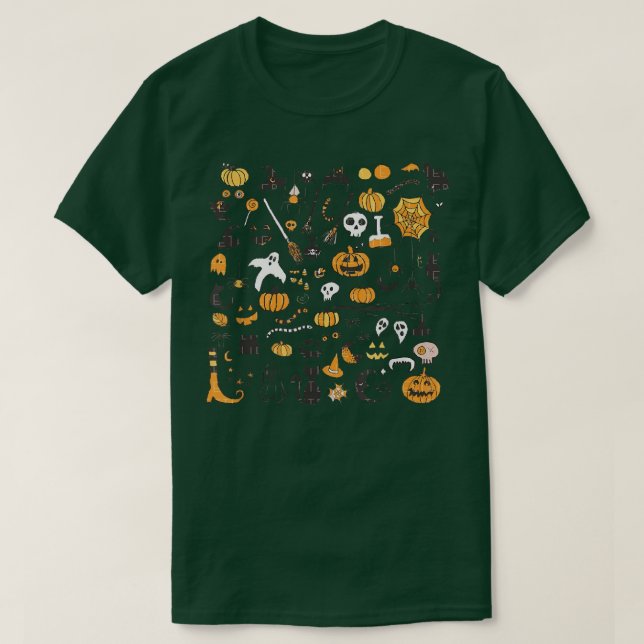 Camiseta Mujeres Halloween Pequeños garabatos, Calabaza Bru (Diseño del anverso)