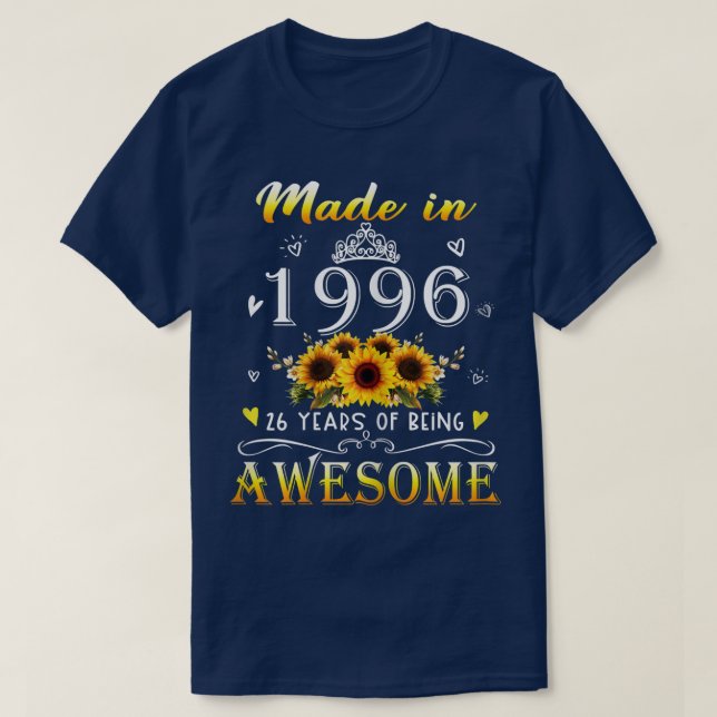 Camiseta Mujeres Hechas En 1996 Sunflower 26th Bday 26 Year (Diseño del anverso)