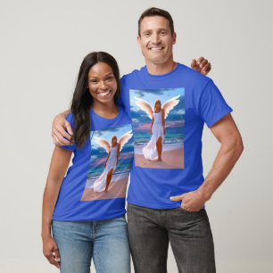 Camiseta Mujeres Hermosas con Alas de Ángel en una Playa