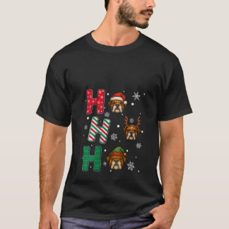 Camiseta Mujeres Ho Ho Ho Bulldog Amante de los Perros Navi