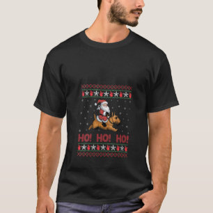Camiseta Mujeres Ho Ho Ho Santa montando perro Terrier Esco