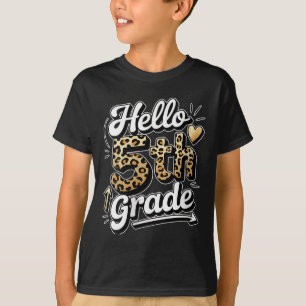 Camiseta Mujeres Hola 5º Quinto Grado Leopardo Profesora Es