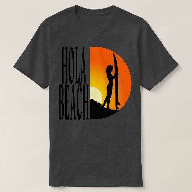 Camiseta Mujeres Hola Beach Funny Beach Vacation Summer, (3 (Diseño del anverso)