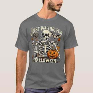 Camiseta Mujeres Hombres Solo Esperando Para Halloween Esqu