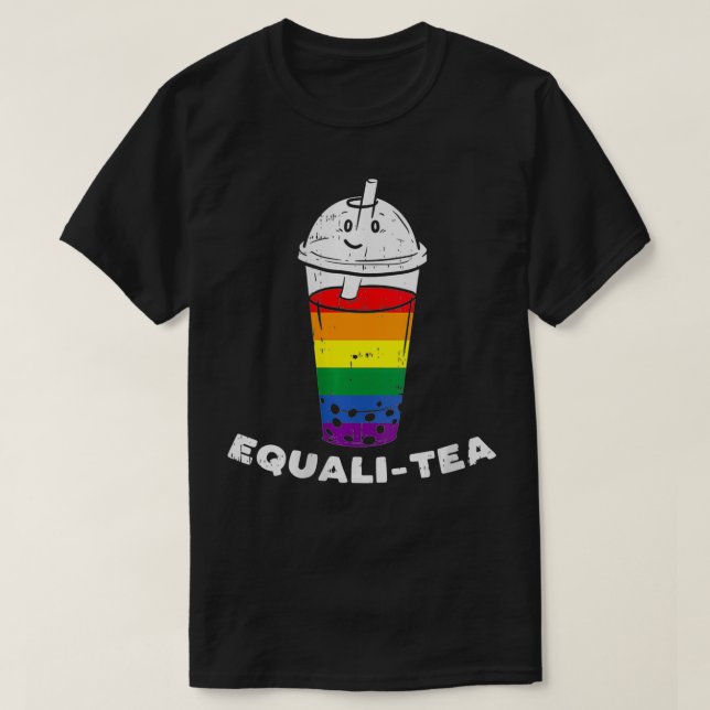 Camiseta Mujeres Igualitarias Iris Boba Bubble Tea Gay (Diseño del anverso)