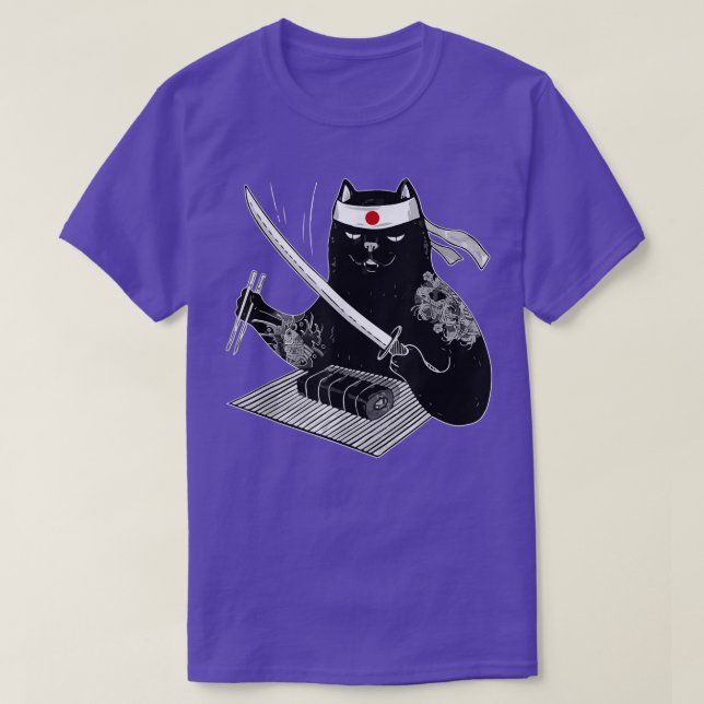 Camiseta Mujeres japonesas samurai Ninja Cat Kawaii Tattoo (Diseño del anverso)