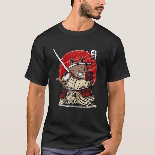 Camiseta Mujeres japonesas samurai Ninja Cat Kawaii Tattoo (Anverso)