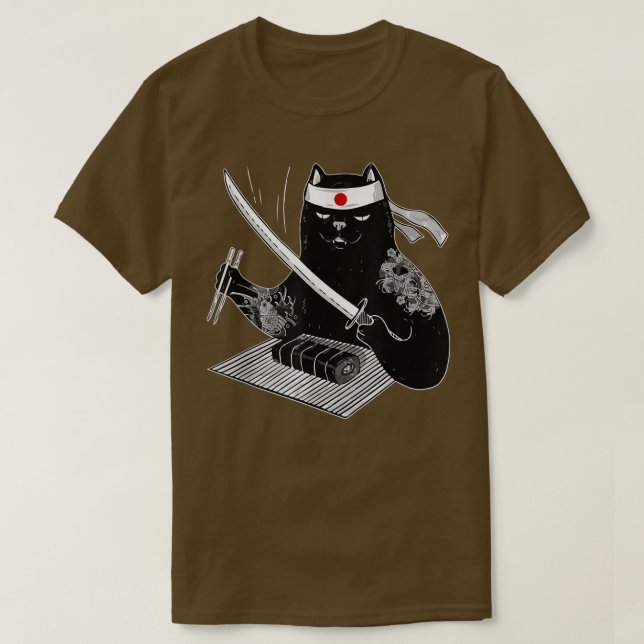 Camiseta Mujeres japonesas samurai Ninja Cat Kawaii Tattoo (Diseño del anverso)
