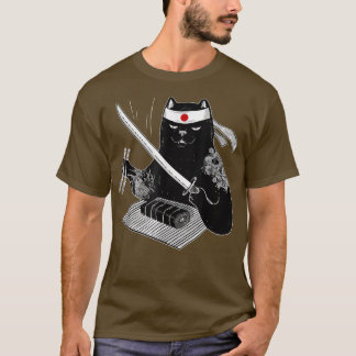 Camiseta Mujeres japonesas samurai Ninja Cat Kawaii Tattoo