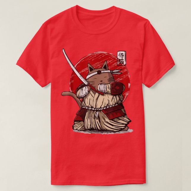 Camiseta Mujeres japonesas samurai Ninja Cat Kawaii Tattoo (Diseño del anverso)
