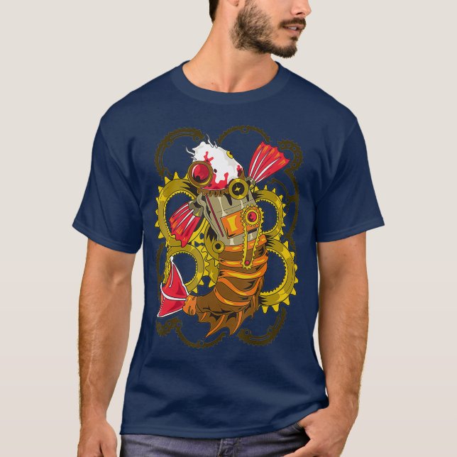 Camiseta Mujeres japonesas Samurai Steampunk Koi Fish (Anverso)