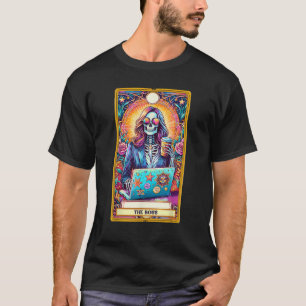 Camiseta Mujeres Jefe Tarot Card Skeleton Work Hustle Leade