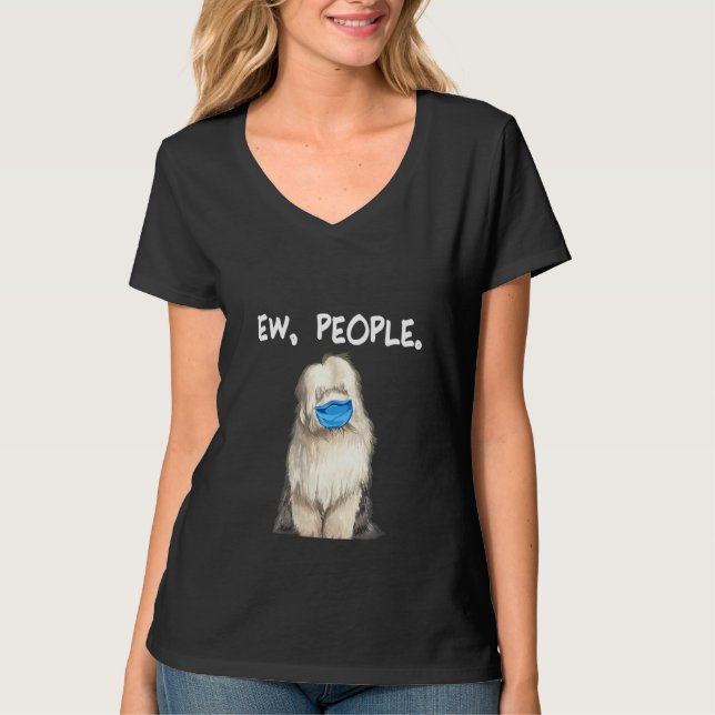 Camiseta Mujeres Jóvenes Sheepdog Ingleses Uchando Perro (Anverso)