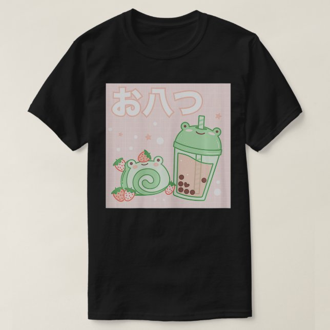 Camiseta Mujeres Kawaii Estética Cute Boba Té de leche y pa (Diseño del anverso)