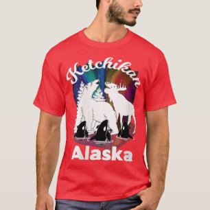 Camiseta Mujeres Ketchikan Alaska Aurora Borealis oso alce