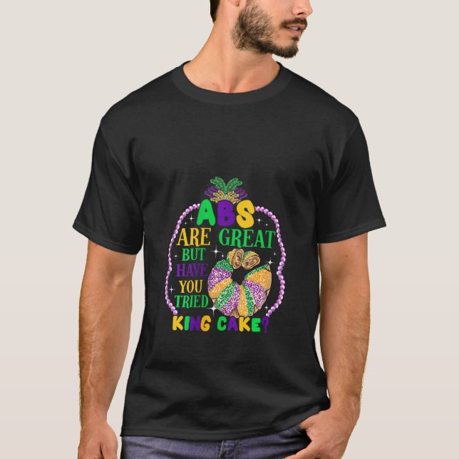 Camiseta Mujeres King Cake Abs Mardi Gras Fiestas Beads Cos (Anverso)