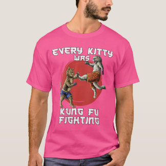 Camiseta Mujeres Kung Fu Cat Red Japan Sun Every Kitty Was 