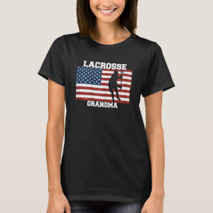 Camiseta Mujeres Lacrosse Abuela Bandera Americana Orgullos