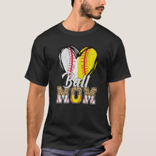 Camiseta Mujeres leopardo de la mamá del béisbol de la bola