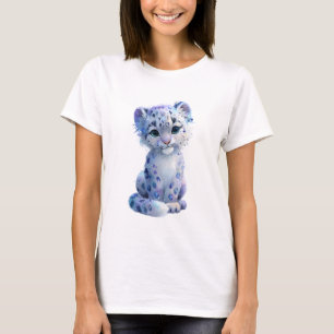 Camiseta Mujeres Leopardo de Nieve Galaxia Azul Acuarela Et