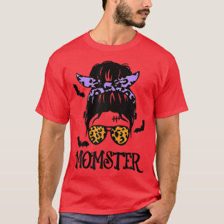 Camiseta Mujeres Leopardo gafas de sol Momster Messy Bun