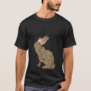 Camiseta Mujeres Leopardo Impresión Flores de conejito Chic