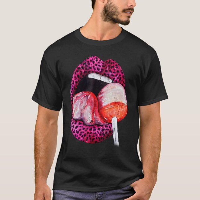 Camiseta Mujeres Leopardo Lips Liceo Lollipop Trendy Animal (Anverso)