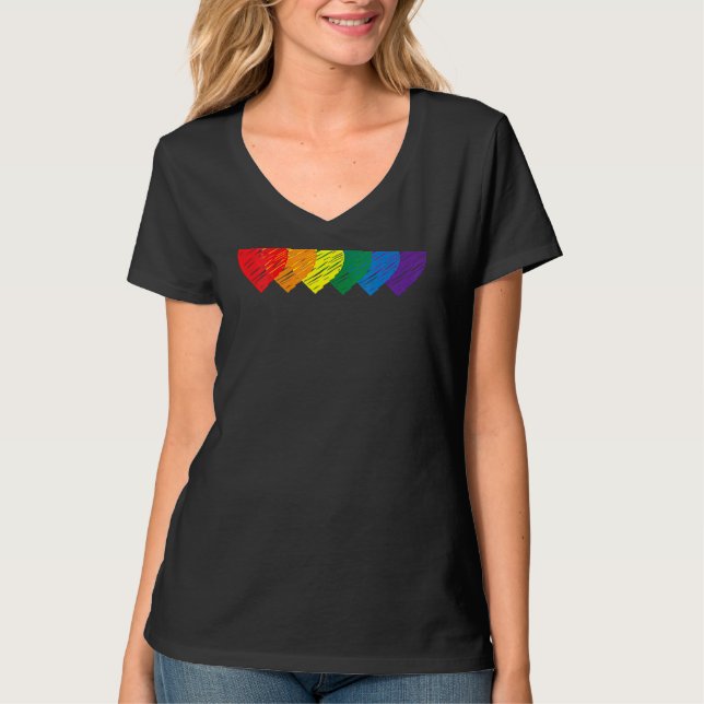 Camiseta Mujeres Lgbt Corazón Arcoiris Lgbtqia Gay (Anverso)